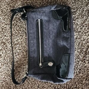 COACH Unisex Shoulder Bag with Geometric Pattern in Black